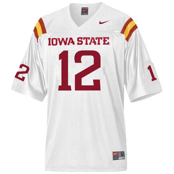 Men #12 Greg Eisworth II Iowa State Cyclones College Football Jerseys Sale-White